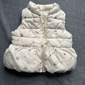 Baby gap puffer vest cream with flowers 12-18 months girls
